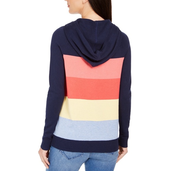 Rainbow Striped Spring Hooded Sweater NWT - Picture 2 of 4